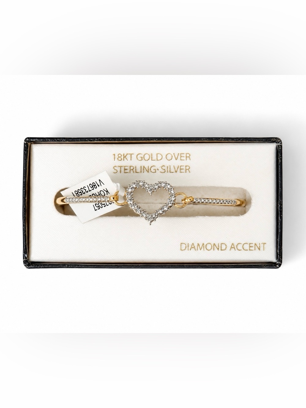 Kohl's Gold Heart Bangle with Clear Crystal Accents
